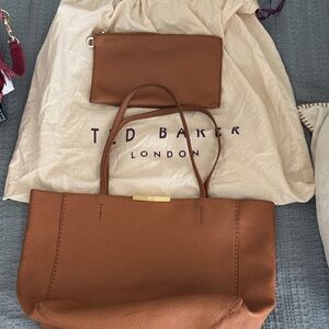 Ted Baker Tan Leather Tote and Pouch Set